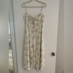 WAYF White Floral Front Tie Midi Dress. Size L.